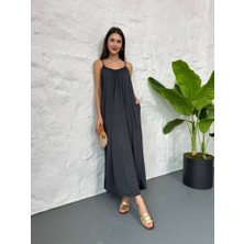 Elif Özbey Premium Füme Yaka Büzgülü Salaş Modal Elbise