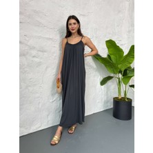 Elif Özbey Premium Füme Yaka Büzgülü Salaş Modal Elbise