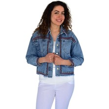 Kadın Nakışlı Kot Gömlek BGL-ST04245