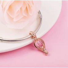 Poseidons Jewellery Parıltılı Pembe Sıcak Hava Balonu Sallantılı Charm