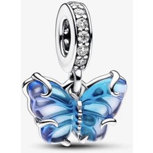Poseidons Jewellery Mavi Murano Cam Kelebek Sallantılı Charm