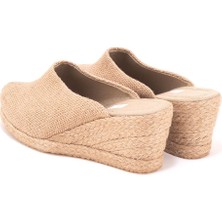 Naturel Hasır  Sabo Terlik  Elişi Burnu Kapalı  El Işi Kadın Keten Günlük Terlik Handmade