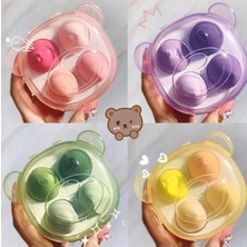 Zeyna Beauty Renkli Panda Desenli 4'lü Makyaj Sünger Seti Plastik Kutuda Günlük Kullanım İçin Pratik