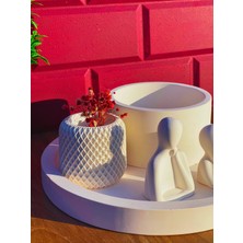Modern Beyaz Dekoratif Set – 5 Parçalı Minimalist Tasarım