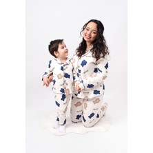 Bolly Baby Pamuk Anne Bebek Çocuk Pijama Takımı Kruvaze Yaka Düğme Detaylı Pijama Takımı