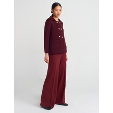 Dilvin 70167 Beli Lastikli Triko  Pantolon-Bordo M.