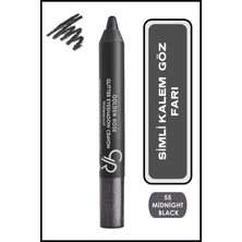 Glitter Eyeshadow Crayon Waterproof No: 55 Midnight Black - Simli Kalem Göz Farı - 8691190815554