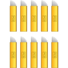 P.c.d Microblading Kalıcı Makyaj Iğnesi 12 Pin Sarı 10 Adet Kaş Dövme Iğne Mikroblading Iğnesi