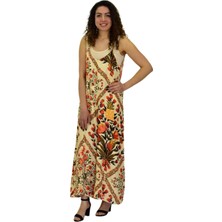 Kadın Saten Baskılı Askılı Tulum Elbise BGL-ST04215