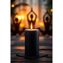Scented Candle El Işçiliği Hand Made Kütük Silindir Mum Siyah Renk  5  cm  Genişlik 30  cm  Uzunluk Vanilya Kokulu