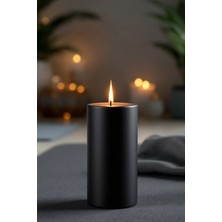 Scented Candle El Işçiliği Hand Made Kütük Silindir Mum Siyah Renk  5  cm  Genişlik 30  cm  Uzunluk Vanilya Kokulu