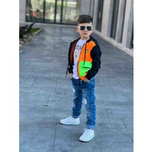 Poyraz Fashion Kids Erkek Çocuk Kot Pantalon Yağmurluk ve Tişört Takım Kombin Bayramlık