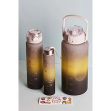 Lascaris 3lü Set Bpa Içermez Motivasyonel Siyah&sarı Su Matarası +3d-2d Sticker