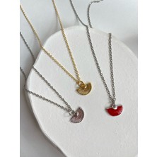 Arsaley Collection Gümüş Mini Yelpaze Charm 45 cm Çelik Kolye