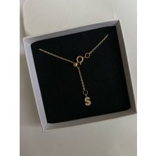 Arsaley Collection Taşlı Harf Charm Altın Kaplama Gold Asansör Dekolte Kolye(Açıklamayı Okuyunuz)