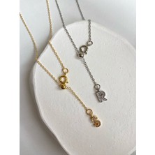 Arsaley Collection Taşlı Harf Charm Dekolte Gümüş Asansör Çelik Kolye(Açıklamayı Okuyunuz)