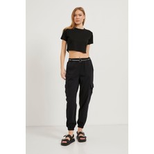 Palaska Kemerli Cep Detaylı Paça Lastikli Pantolon