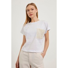 Cep Detaylı Bisiklet Yaka T-Shirt