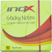 Inox Postit 75X75 80 Yaprak Fosforlu Yeşil - 3 Adet