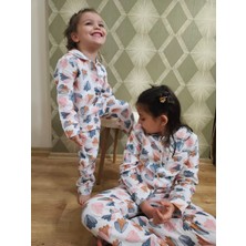 Kız Çocuk Desenli Pamuklu Müslin Kumaş Alt Üst Pijama Takımı