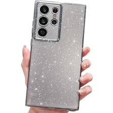 Samsung Galaxy S24 Ultra Uyumlu Kılıf Kamera Korumalı Parlak Işıltılı Simli Yıldızlı Slikon Kapak