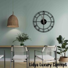 Lidya Luxury Concept Roma Rakamlı Dekoratif Metal Duvar Saati 40  cm  Sessiz Akar Mekanizmalı