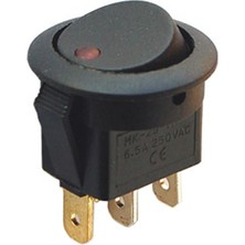 Intercom IC-132 Yuvarlak 3 Pinli 220 Volt Nokta Işıklı Açma-Kapama Anahtarı