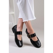 Mio Gusto Diega Siyah Renk Kalın Kemerli Kadın Babet