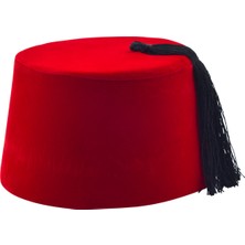 Osmanlı Kırmızı Erkek Püsküllü Damat Kına Fesi 11,5cm Uzun