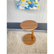 Woodaria C Sehpa Yuvarlak Üst Tablalı, Metal Gövdeli Yan Sehpa | Laptop Sehpası