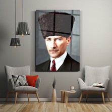 Zera Wall Mustafa Kemal Atatürk 3D Yakın Portre Cam Tablo- Ev ve Ofis Dekorasyonu-Hediyelik-Dekoratif-Modern-Atatürk