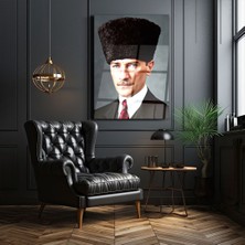 Zera Wall Mustafa Kemal Atatürk 3D Yakın Portre Cam Tablo- Ev ve Ofis Dekorasyonu-Hediyelik-Dekoratif-Modern-Atatürk