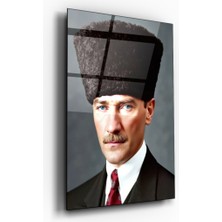 Zera Wall Mustafa Kemal Atatürk 3D Yakın Portre Cam Tablo- Ev ve Ofis Dekorasyonu-Hediyelik-Dekoratif-Modern-Atatürk