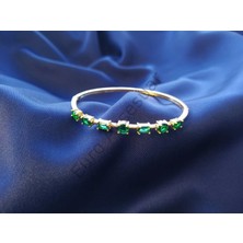 Stainless Steel Yeşil Zirkon Taşlı Çelik Kelepçe
