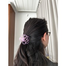 Nolana Minimal Çiçek Figürlü Kemik Asetat Yüksek Kalite Toka - Pembe