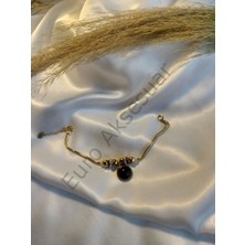 Stainles Steel Çelik Siyah Charm Detaylı Bileklik