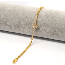 FerizZ Altın Kaplama Su Damlası Taşlı Su Yolu Dorika Bayan Bileklik BLK-421