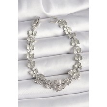 Callerrons Accessories Pirinç Gümüş Renk Zirkon Taşlı Kelebek Model Zincir Kadın Bileklik - EBJ250308W31944