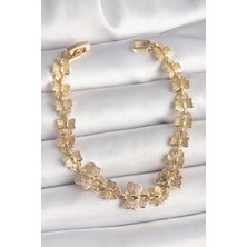 Callerrons Accessories Pirinç Gold Renk Zirkon Taşlı Kelebek Model Zincir Kadın Bileklik - EBJ250308W31943