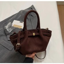 Trendy Chic Kahverengi Süet Kemer Detaylı Çanta