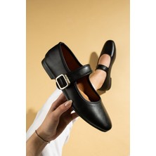 Pembe Potin Bantlı Toka Detaylı Rahat Taban Kadın Babet 57-44-25