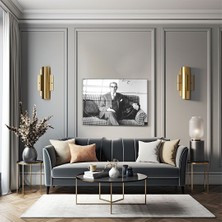 Zera Wall Mustafa Kemal Atatürk Siyah Beyaz Cam Tablo- Ev ve Ofis Dekorasyonu- Modern-Atatürk