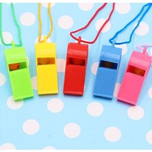 24 Adet Ipli Renkli Düdük Hakem Düdüğü Taraftar Düdüğü Polis Düdüğü  Vıp Yüksek Sesli Plastik Düdük