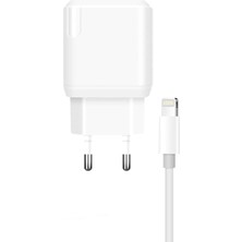 Apple iPhone 14 Pro Max Ile Uyumlu Q.c 3.0 18W Şarj Adaptörü ve Lightning Kablo MCH15
