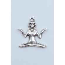 Minimal Yoga Gümüş Kaplama Kolye Ucu