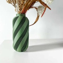Internos Design Dalgasal Yarı Sade Yarı Tematik Modern Yeşil Vazo