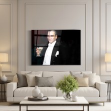 Zera Wall Mustafa Kemal Atatürk Kadehli Cam Tablo- Ev ve Ofis Dekorasyonu- Modern-Atatürk