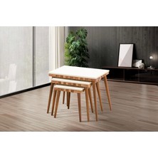 Nivemeshome Milano Ceviz-Krem Zigon Sehpa