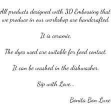 Bonita Bon Luxe 3D Kabartma El Emeği Göz Nuru Taş Devri Seramik KUPA BARDAK 400 ml