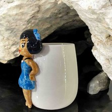 Bonita Bon Luxe 3D Kabartma El Emeği Göz Nuru Taş Devri Seramik KUPA BARDAK 400 ml